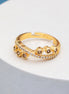 Gold Plated CZ Cluster Stone Pattern Ring with Intricate Sparkling Detailing