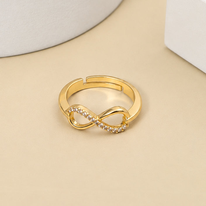 Gold Plated CZ Infinity Pattern Ring with Sparkling Stone Detailing