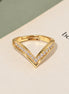 Gold Plated CZ V-Shaped Chevron Pattern Ring with Sparkling Stone Detailing