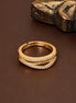 Gold Plated CZ Double Band Curved Pattern Ring with Sparkling Stone Detailing