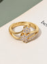 Gold Plated CZ Floral Cluster Ring with Curved Band & Sparkling Stone Detailing