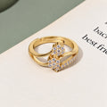 Gold Plated CZ Floral Cluster Ring with Curved Band & Sparkling Stone Detailing