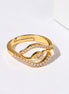 Gold Plated CZ Infinity Pattern Ring with Curved Bands & Sparkling Stone Detailing