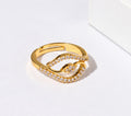Gold Plated CZ Infinity Pattern Ring with Curved Bands & Sparkling Stone Detailing
