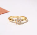 Gold Plated CZ Floral Cluster Ring with Elegant Flower Pattern & Sparkling Stones