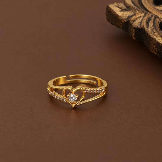 Gold Plated Heart Link Crystal Ring