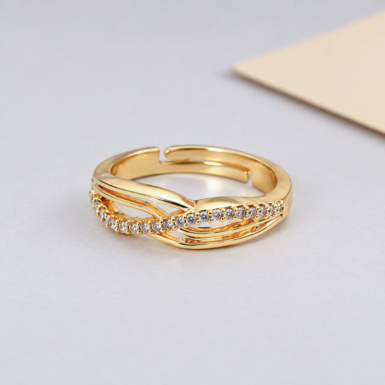 Gold Plated Curved Wave Design Ring