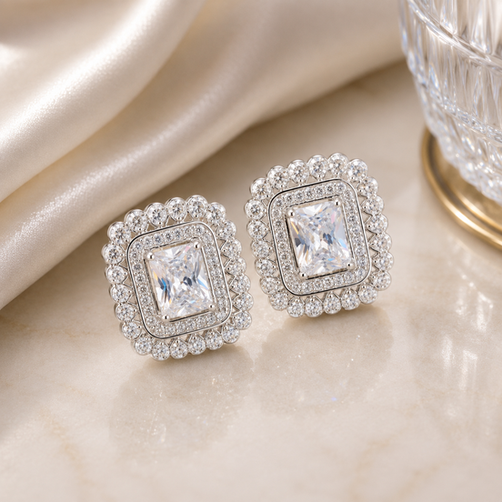 Gleaming Moonstone Shimmers Studs