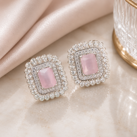 Gleaming Moonstone Shimmers Studs