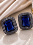 Gleaming Crystal Black Plated Studs
