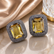 Gleaming Crystal Black Plated Studs