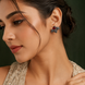 Black Plated Leaf Design American Diamond Stud Earrings