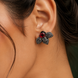 Black Plated Leaf Design American Diamond Stud Earrings