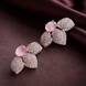Rose Gold Plated Leaf Design American Diamond Stud Earrings