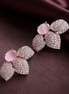Rose Gold Plated Leaf Design American Diamond Stud Earrings