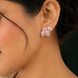 Rose Gold Plated Leaf Design American Diamond Stud Earrings