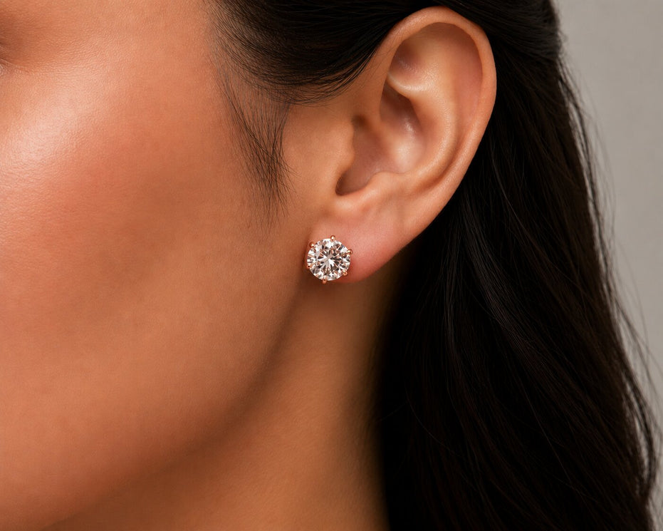 Single White Stud Screw Earrings