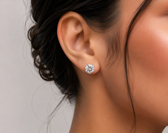 Single White Stud Screw Earrings