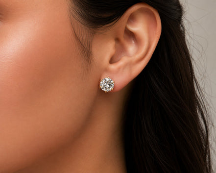Single White Stud Screw Earrings