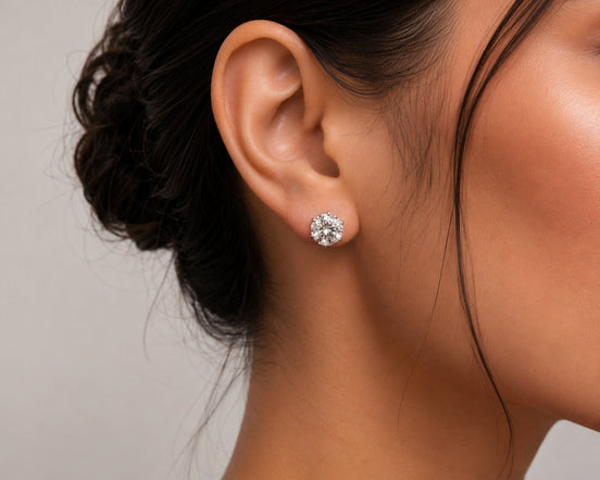 Single White Stud Screw Earrings