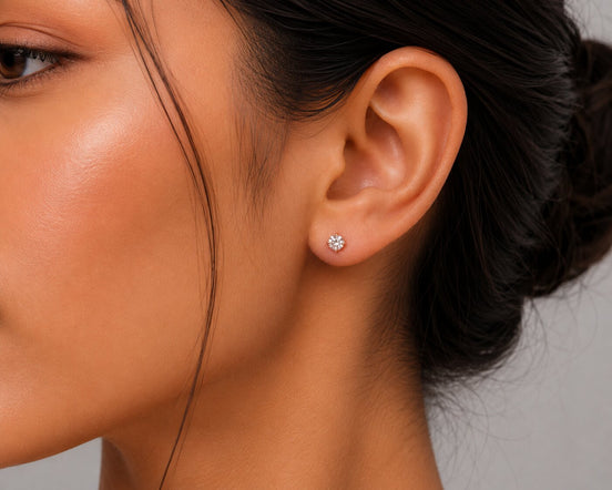 Single White Stud Screw Earrings