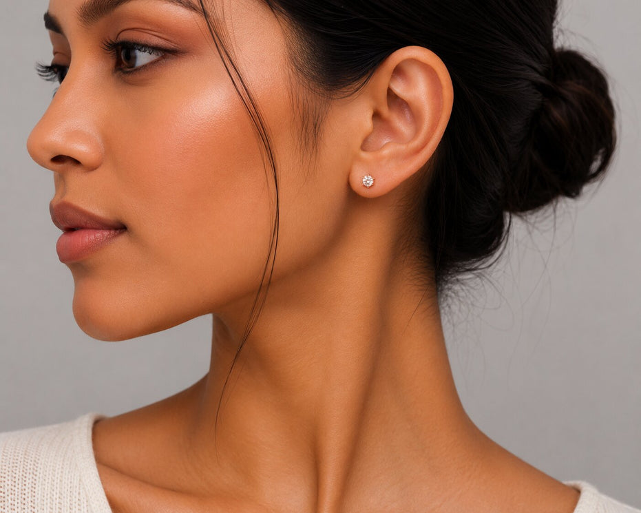 Single White Stud Screw Earrings