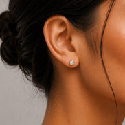 Single White Stud Screw Earrings