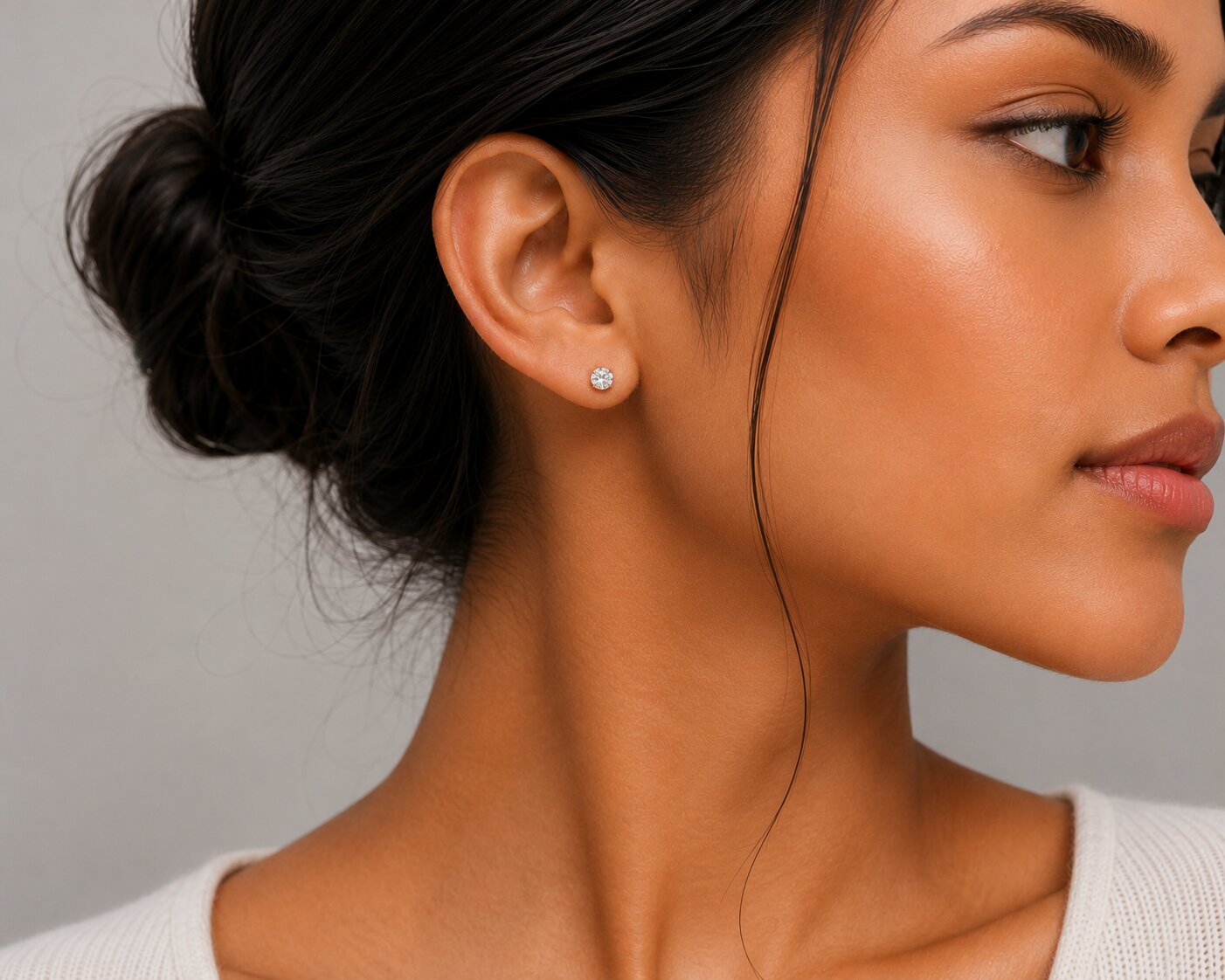 Single White Stud Screw Earrings