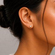 Single White Stud Screw Earrings