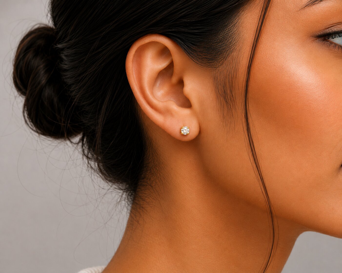 Single White Stud Screw Earrings
