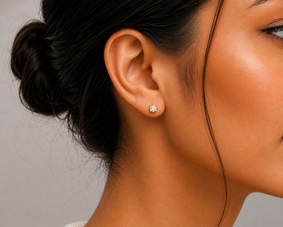Single White Stud Screw Earrings