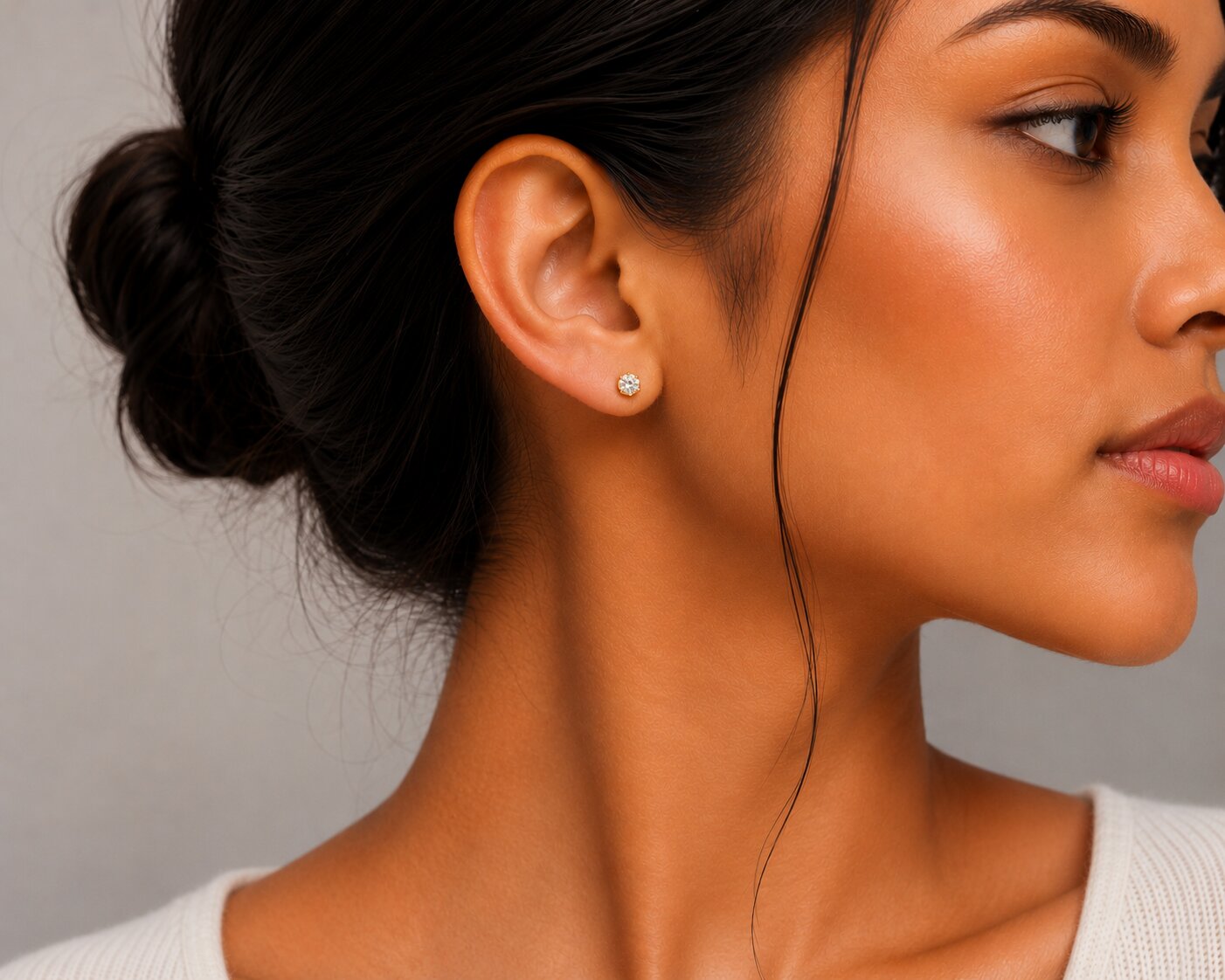 Single White Stud Screw Earrings