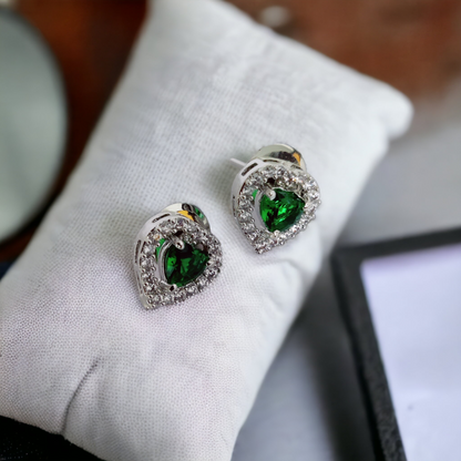 Meadow Mist Studs in Rhodium Green-White