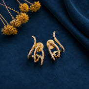 Gold Plated Twisted American Diamond Stud Earrings