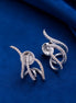 Rhodium Plated Twisted American Diamond Stud Earrings