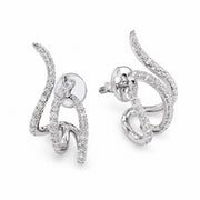 Rhodium Plated Twisted American Diamond Stud Earrings