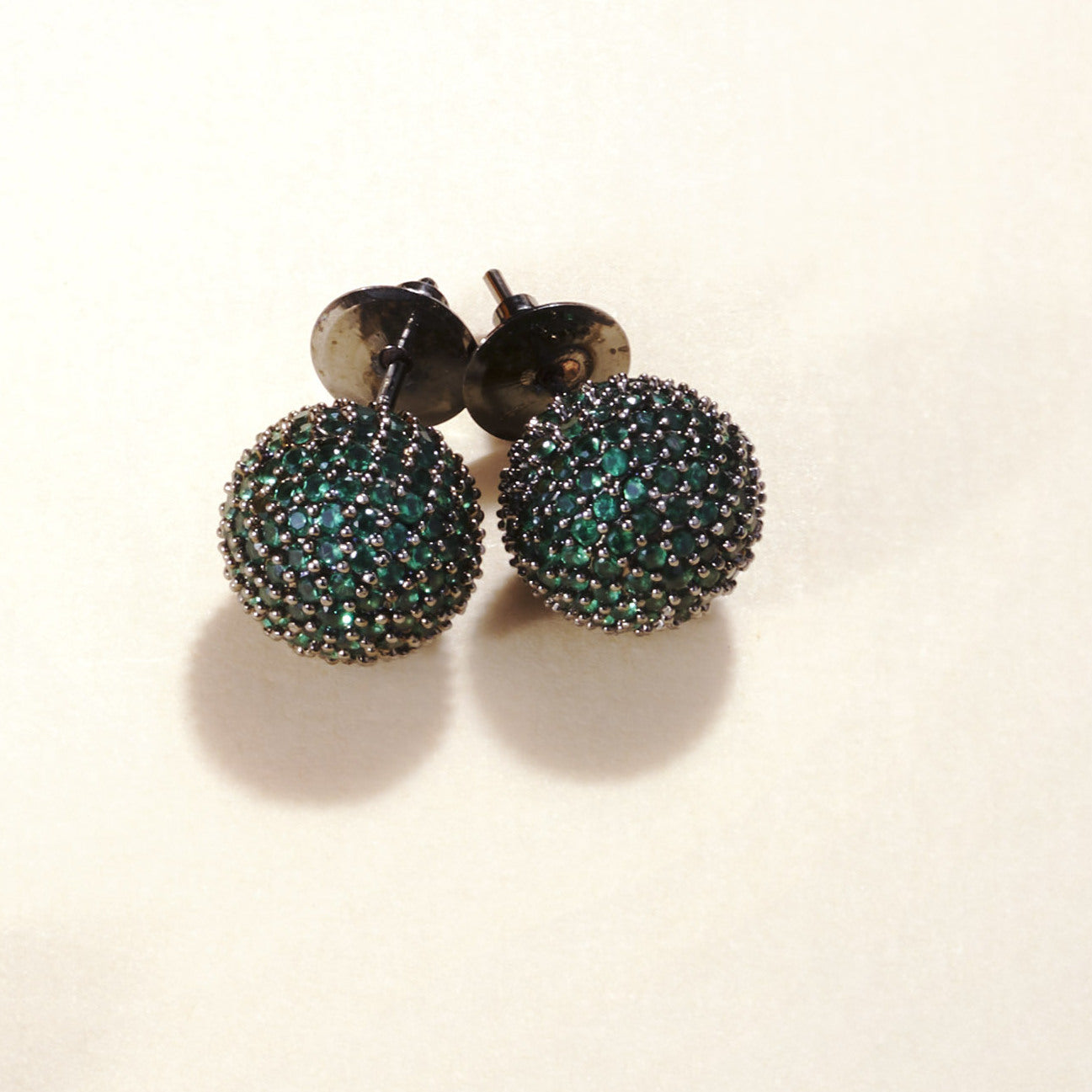 Black Round Diamond Stud Earrings - Opal Touch