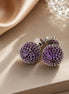 Rhodium Plated Round American Diamond Stud Earrings