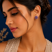Rhodium Plated Round American Diamond Stud Earrings