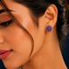 Rhodium Plated Round American Diamond Stud Earrings