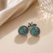 Rhodium Plated Round American Diamond Stud Earrings