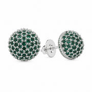 Rhodium Plated Round American Diamond Stud Earrings