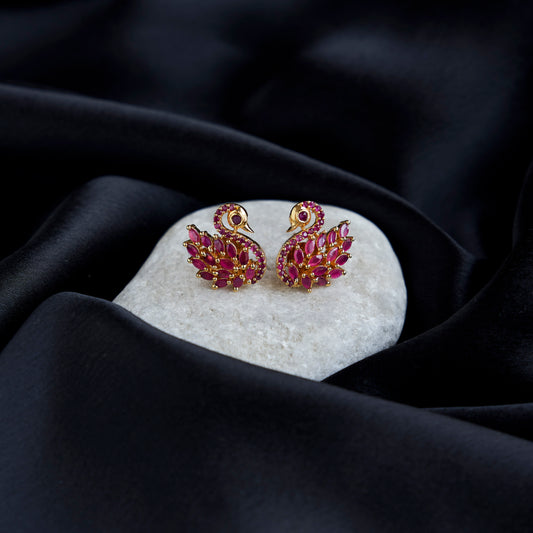 Red Gold Plated Cultural AD Studs - Opal Touch