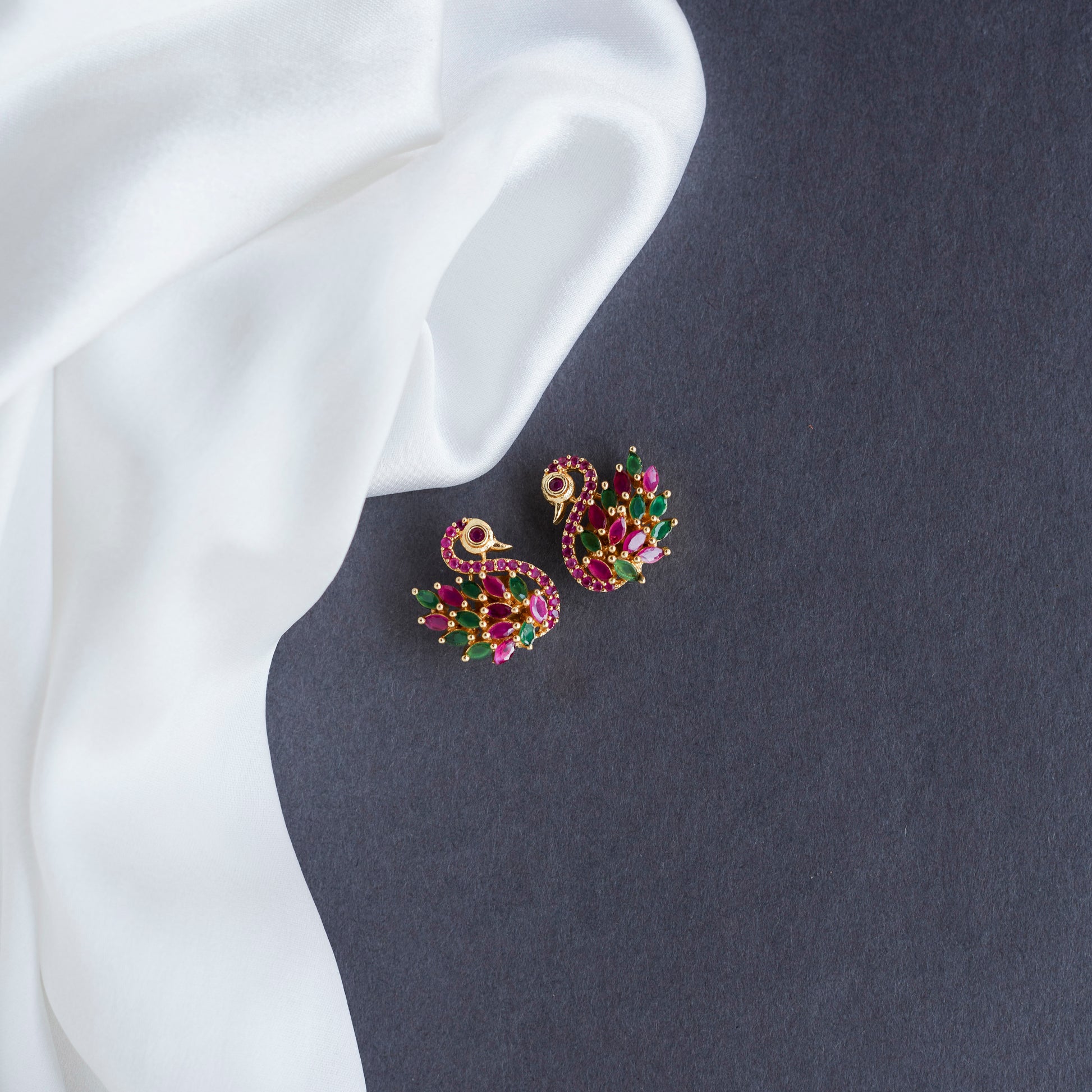 Red Gold Plated Cultural AD Studs - Opal Touch