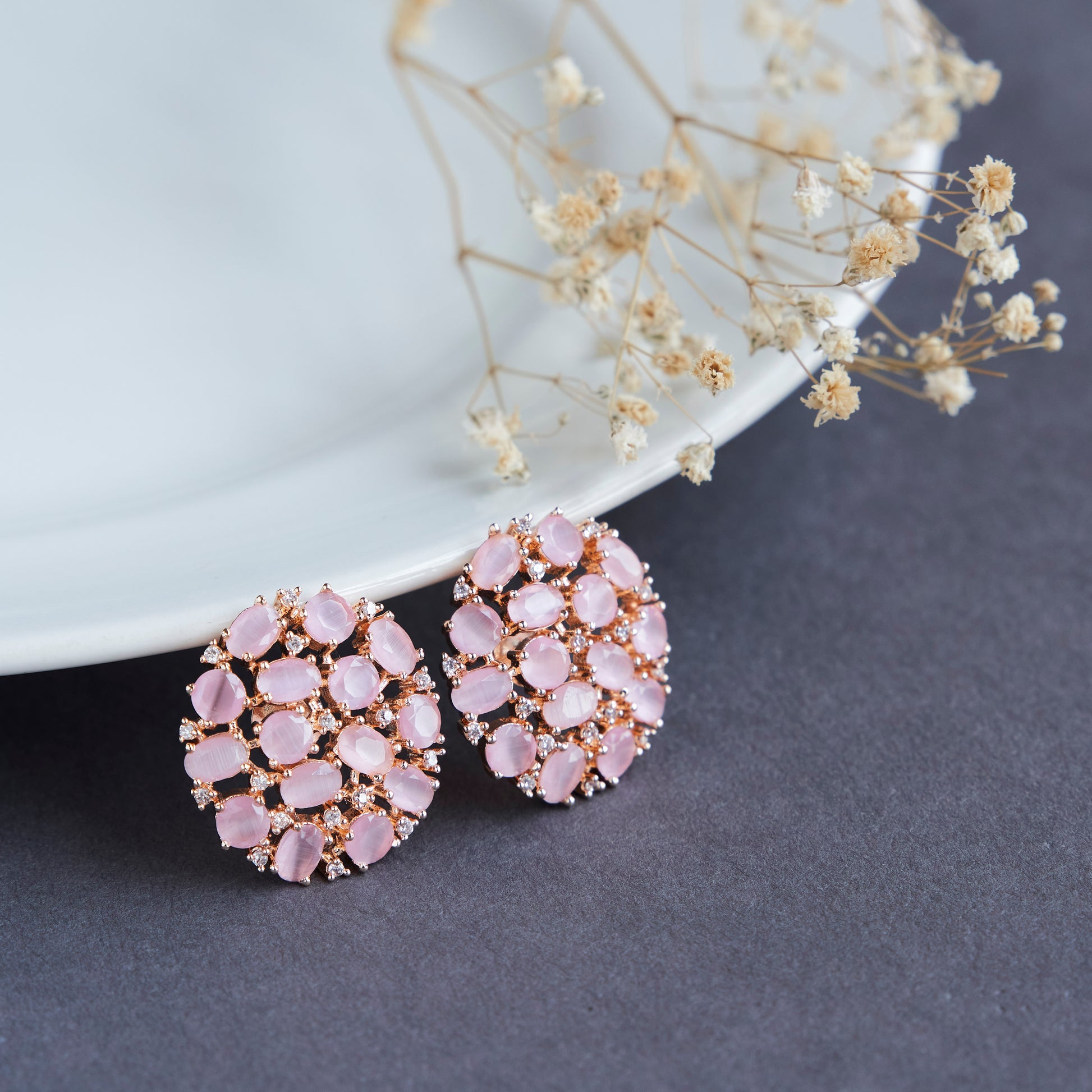 Rose Gold White opulence Studs - Opal Touch