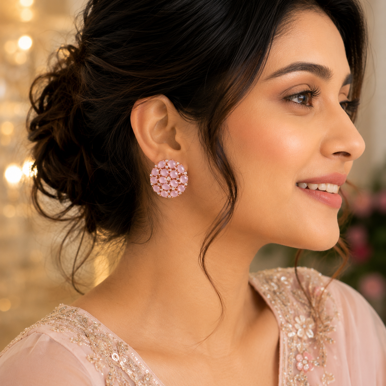 Rose Gold White opulence Studs
