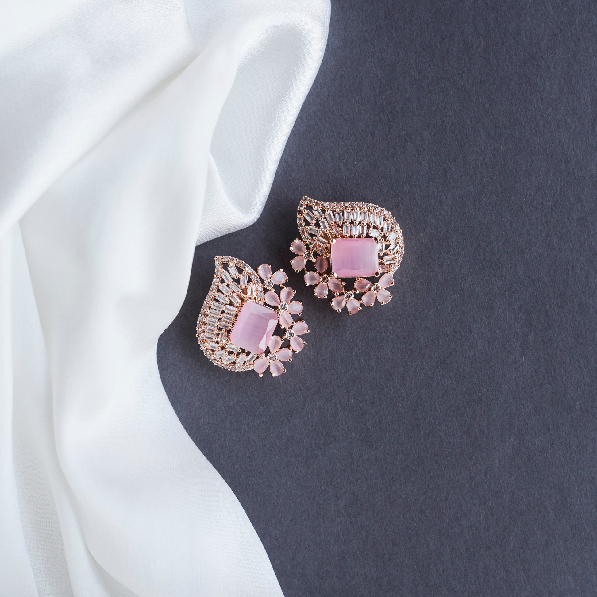 Embrace Mint Pink Rose Gold Studs - Opal Touch