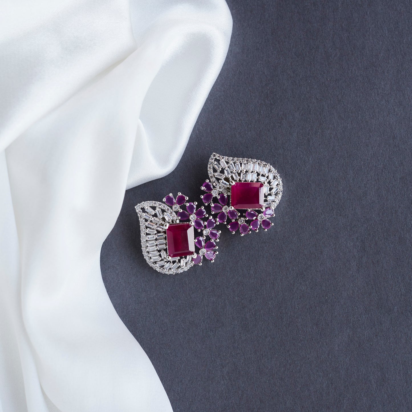 Opal Touch - Thoughtful Rhodium Studs - Studs