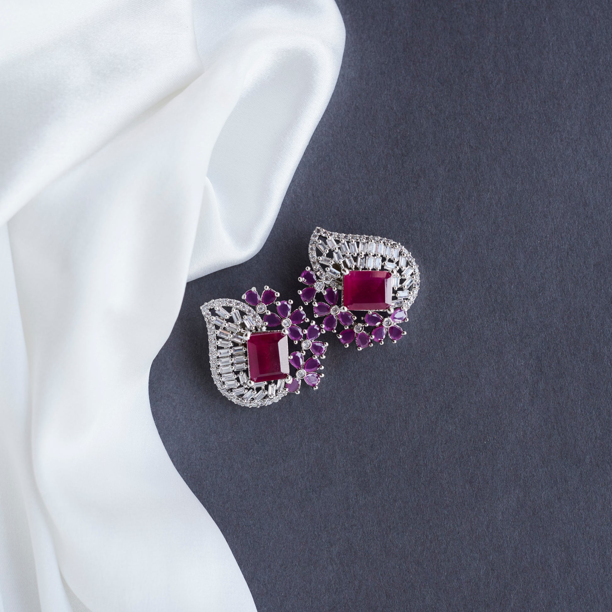 Opal Touch - Thoughtful Rhodium Studs - Studs