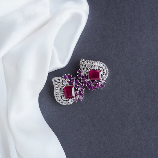 Opal Touch - Thoughtful Rhodium Studs - Studs